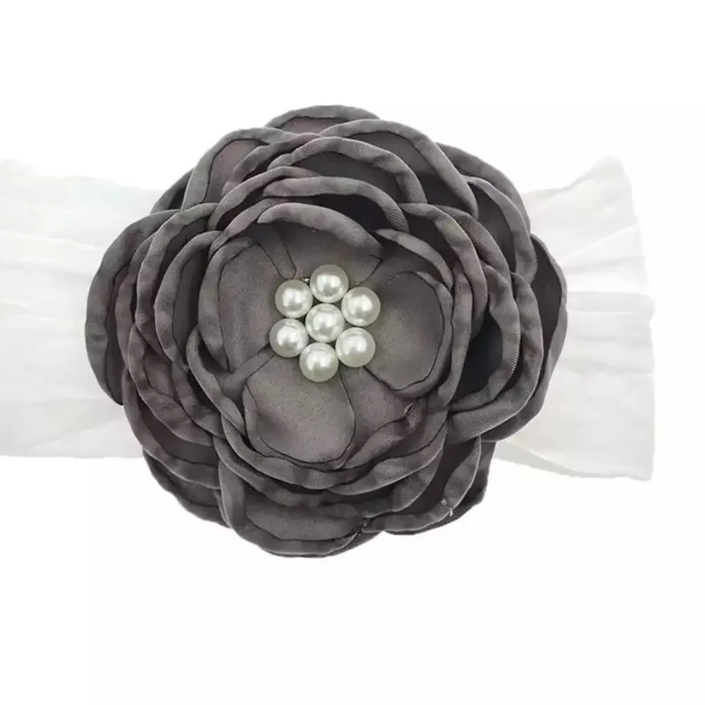 New vintage look girls baby headband gray